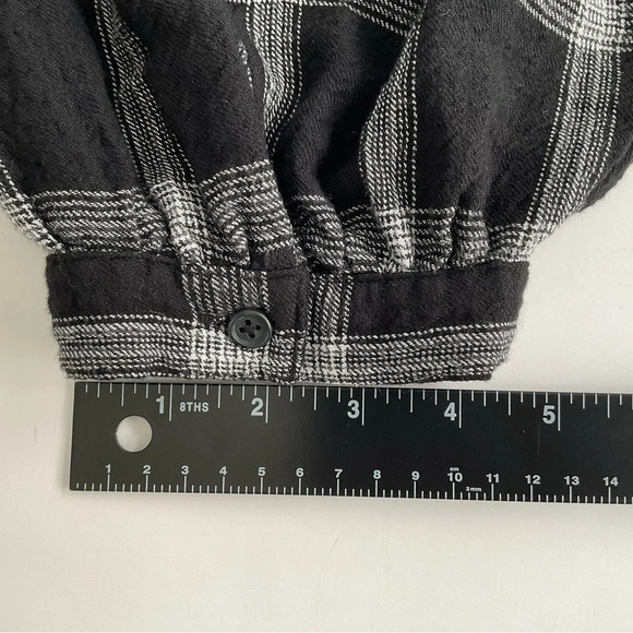 Vintage Havana Dress S Black White Plaid Puff Sleeve Raw HemTie Waist Oversized - Picture 12 of 12